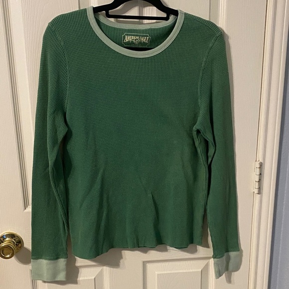American Eagle Outfitters Green Waffle Knit Sweater - Picture 2 of 6